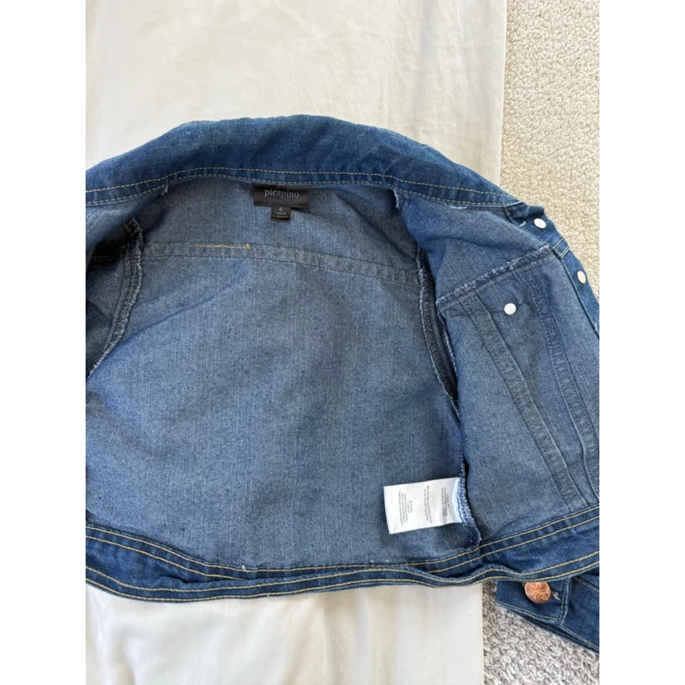 Girls picapino Blue Jean Jacket with Copper Buttons Size 4 (Toddler)